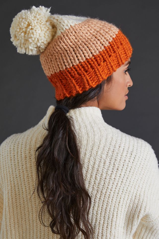 Colorblock Pommed Beanie | Anthropologie display picture 2