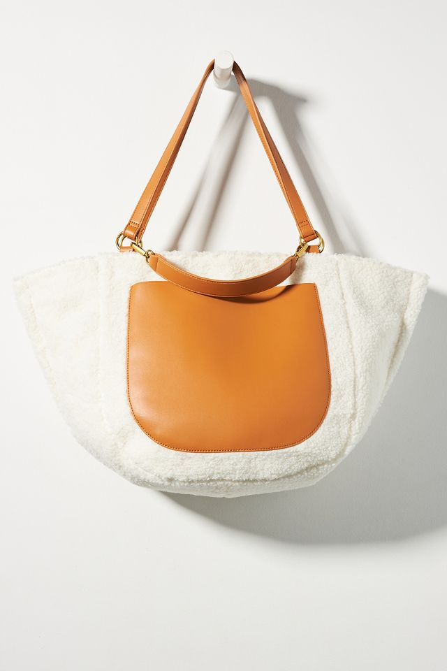 Faux shearling tote online bag