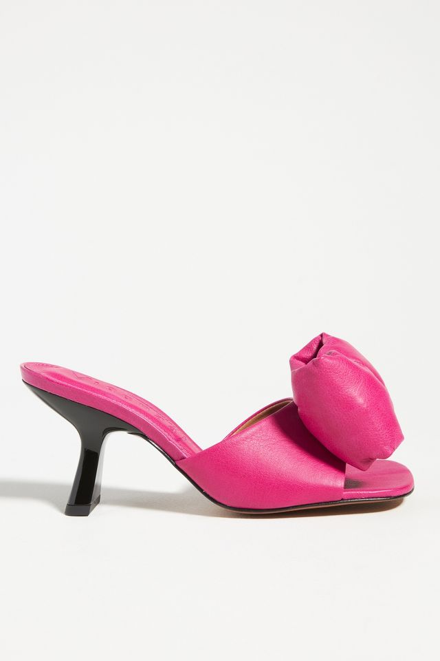 Puffy Bow Heeled Slide Sandals | Anthropologie