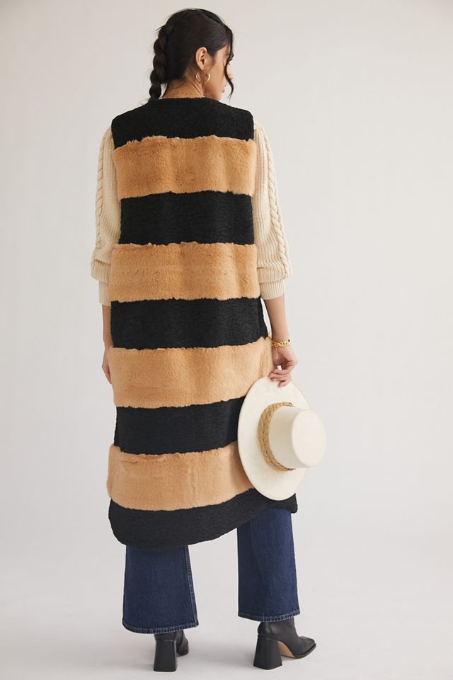 Striped Faux Fur Vest #1