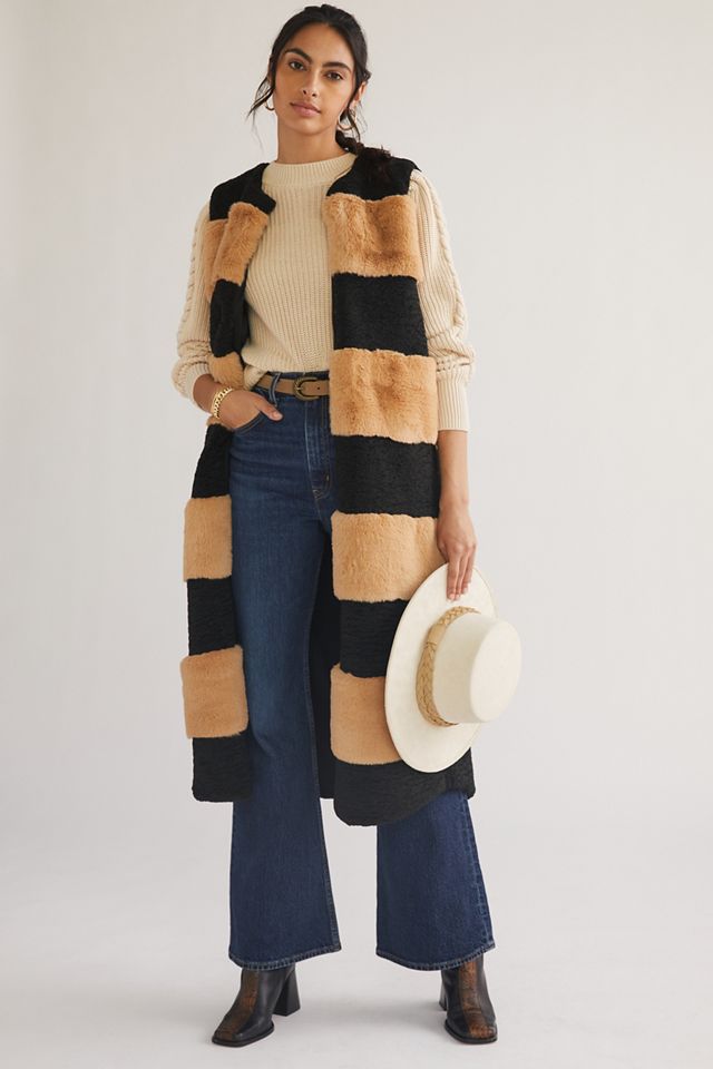 Striped Faux Fur Vest #3