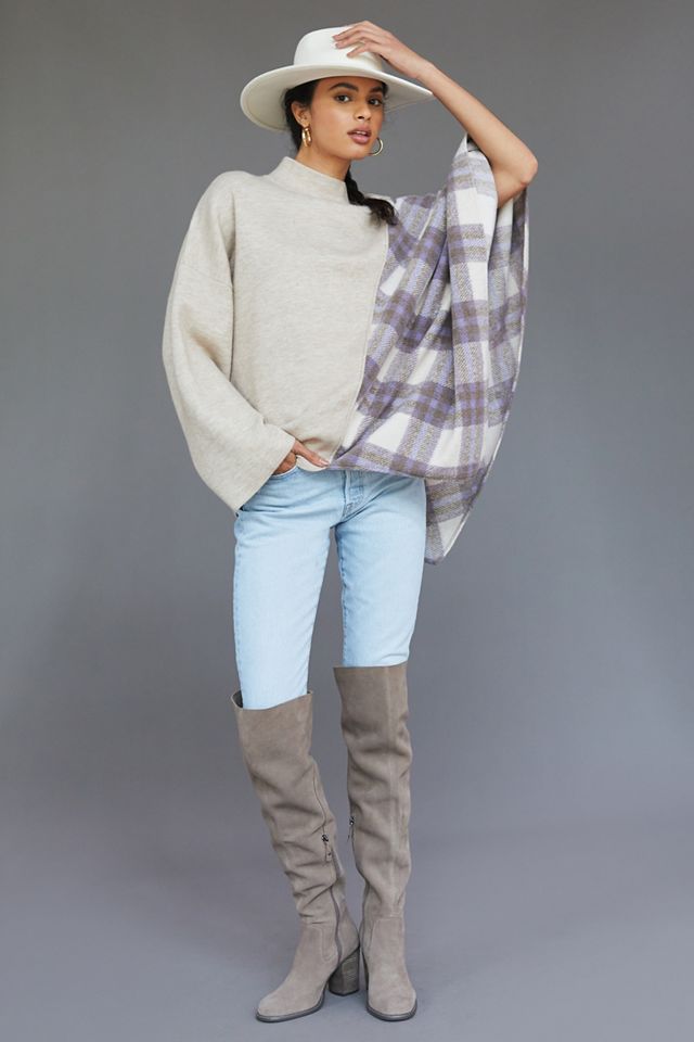 Mixed Plaid Poncho