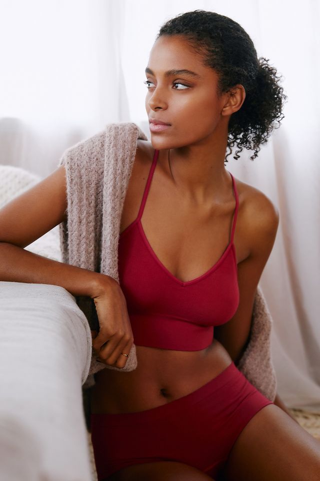 By Anthropologie Jenny Seamless T-back Bralette In Red