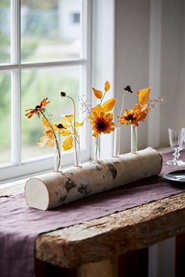 Bud Vases on Birch Log