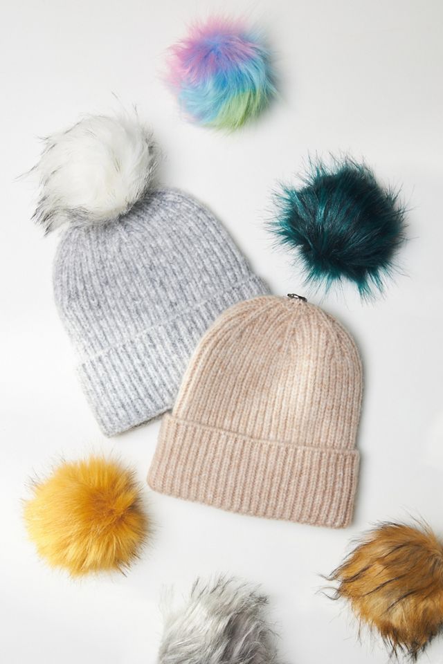 Anthropologie Cashmere Two-Tone Knit Pom Pom Beanie White + Warren Cashmere Pom Beanie | Anthropologie main image 2