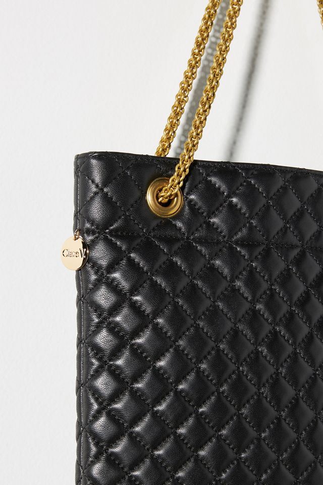 Clare V. Delphine Bag  black crinkled leather chain strap bags