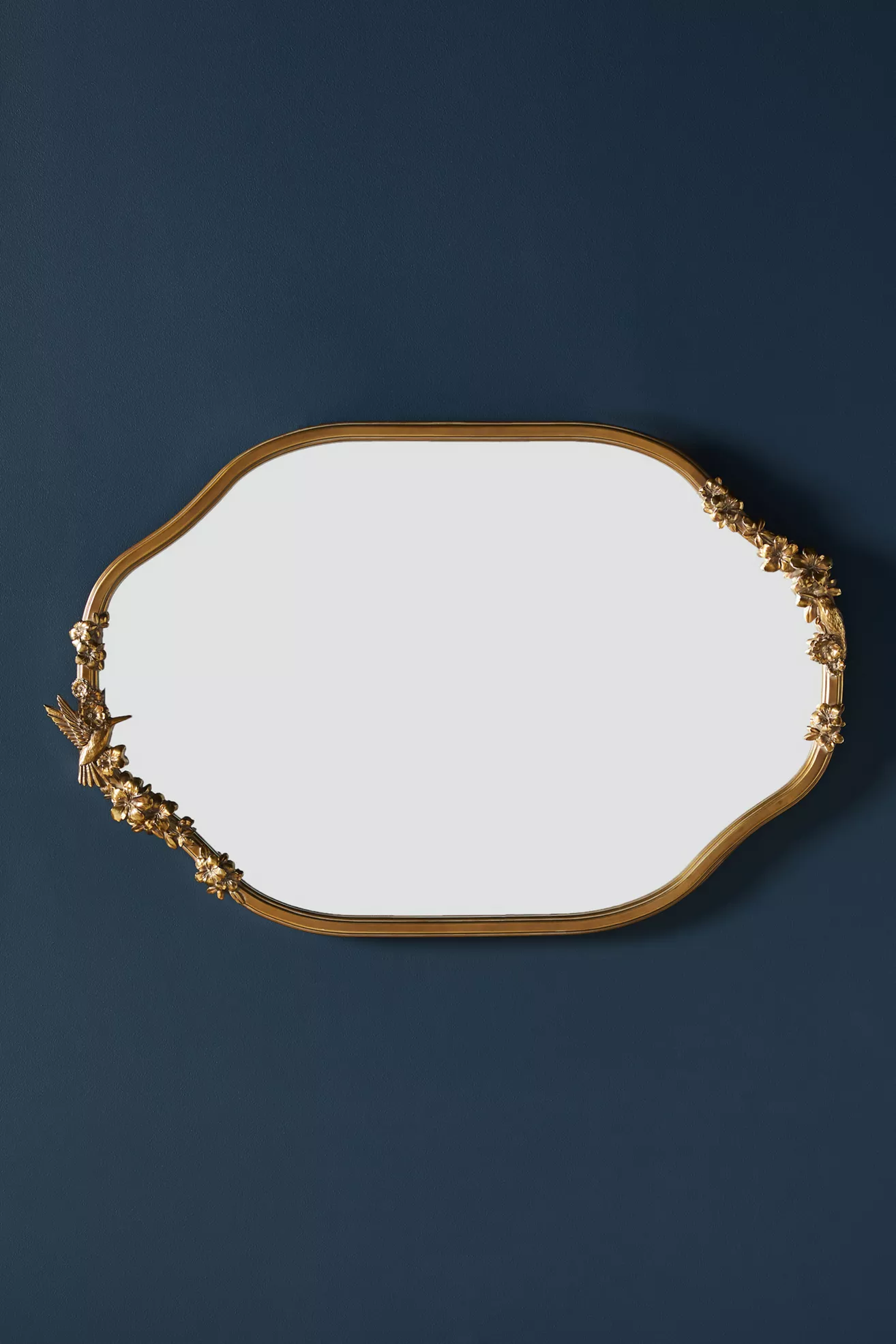 Luisa Hummingbird Gilded Flower Oval Wall Mirror - thumbnail 5