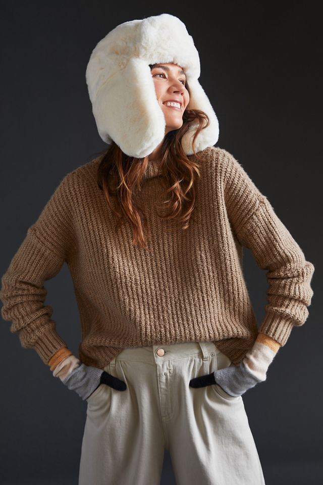 Anthropologie Cozy Trapper Hat- taupe By Anthropologie Faux Fur Printed Trapper Hat | Anthropologie main image 2