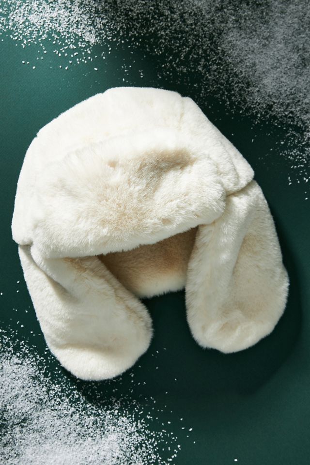 Anthropologie Fluffy Trapper Hat - ivory Anthropologie Cable Knit Faux Fur Trapper Hat | Mercari main image 4