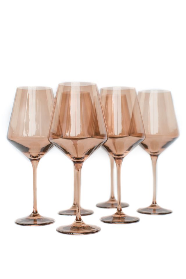 Elle Decor Set of 6 Wine Glasses Amber Colored Glassware Set