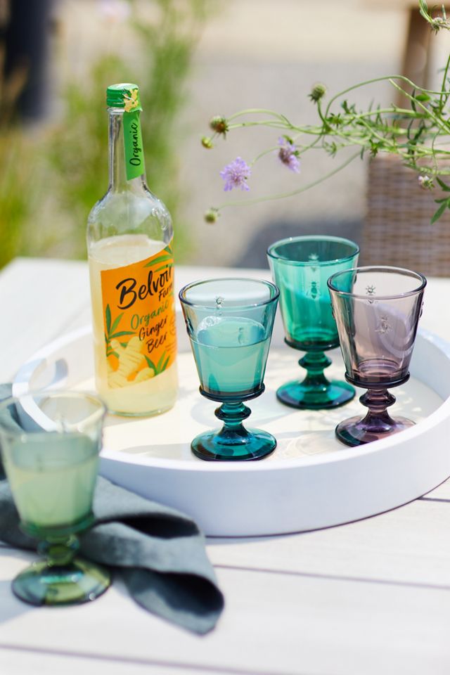 Colored Glass Bee Wine Glass #3