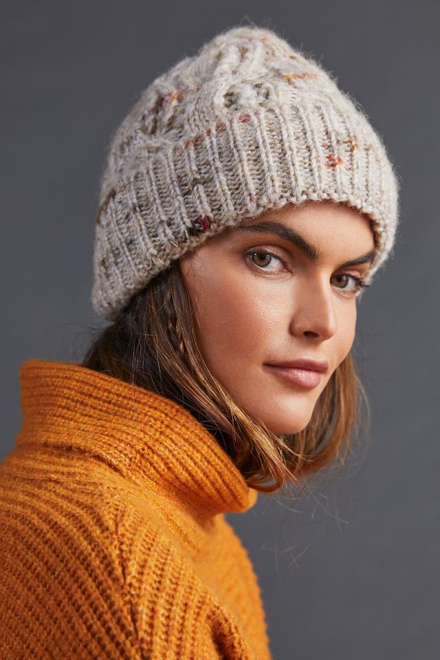 Marled Cable-Knit Beanie | Anthropologie