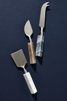Geo Marble Cheese Knives, Set of 3