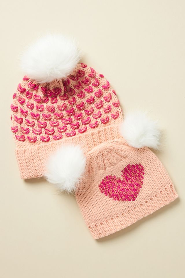 Hearts Pommed Beanie #3