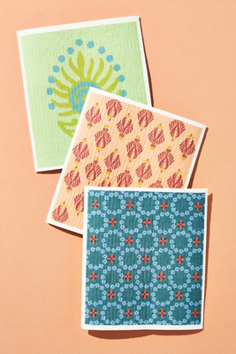 Swedish Dishcloths Mixed Autumn Set Of 3 – Eco Friendly Cotton & Wood Pulp Reusable Towels, USA Made