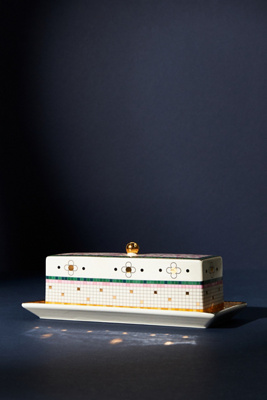 The Bistro Tile Stoneware Butter Dish: Garden Edition