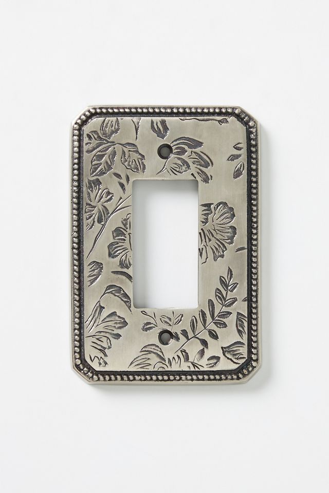 Joan Etched Floral Metal Switch Plate #2