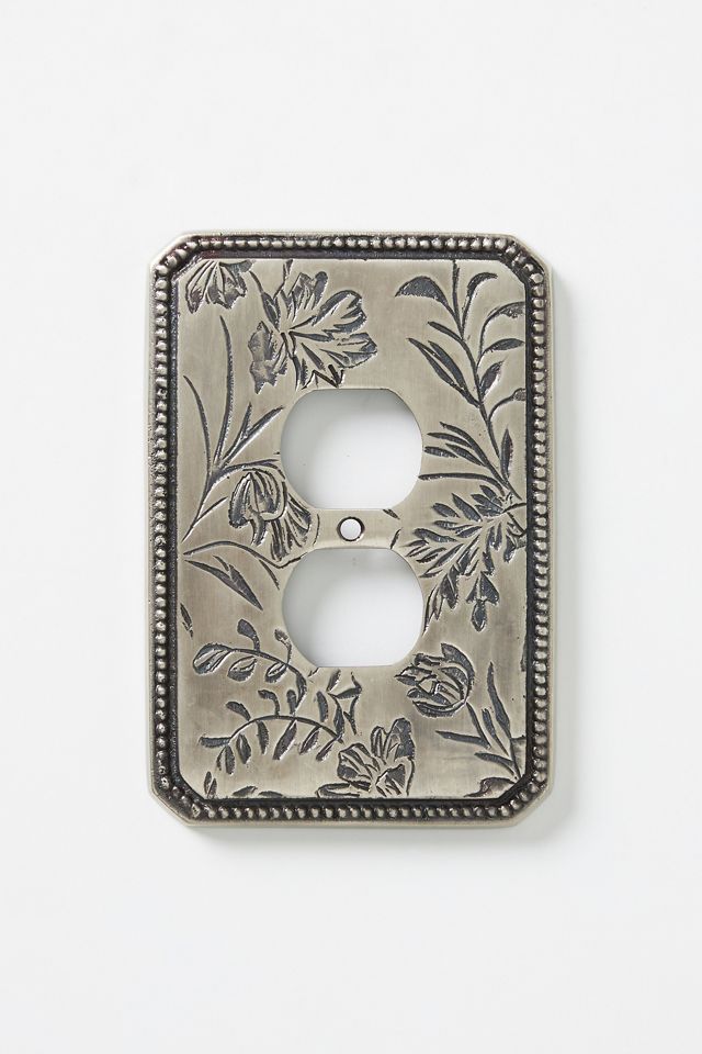 Joan Etched Floral Metal Switch Plate #3