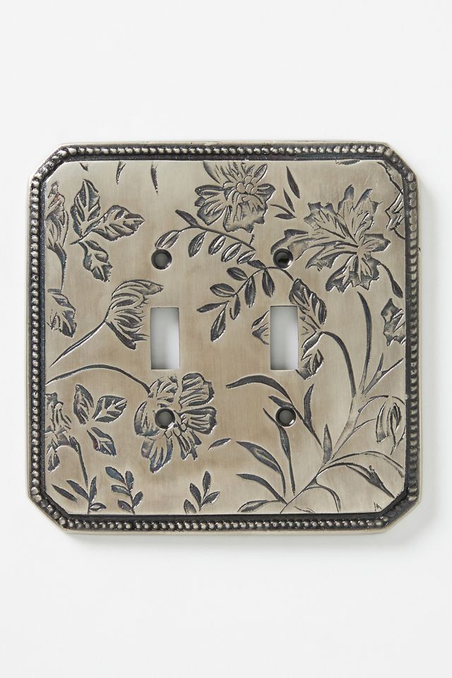 Joan Etched Floral Metal Switch Plate #4