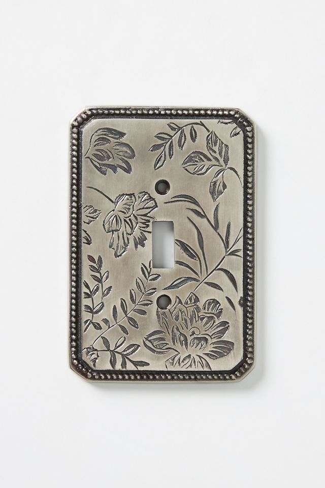 Joan Etched Floral Metal Switch Plate #1
