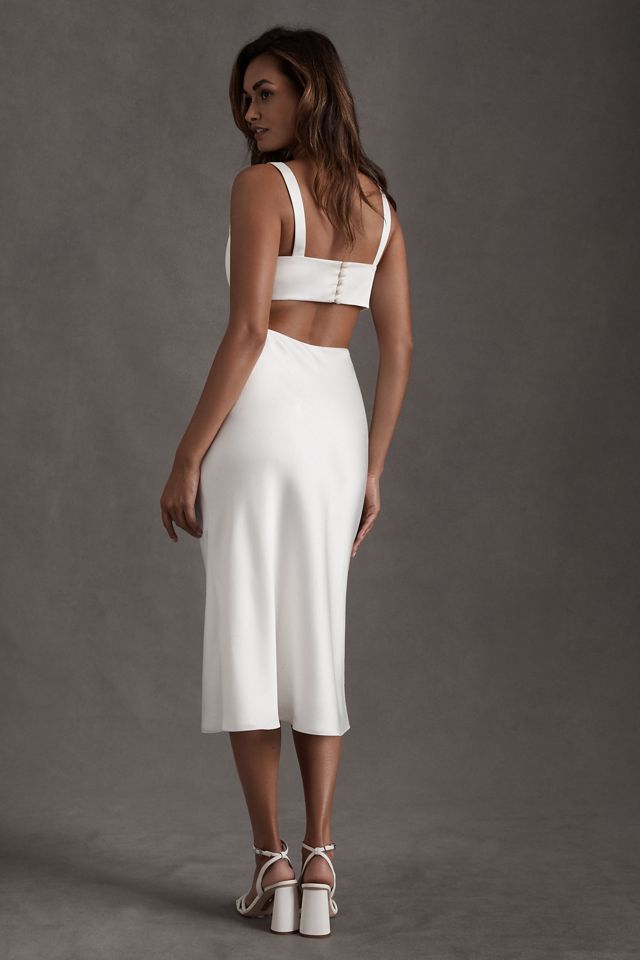 Sachin & Babi Mona V-Neck Cutout Satin Midi Dress