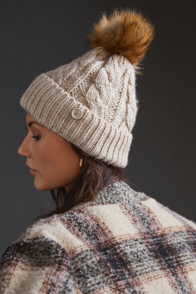 Anthropologie Faux Fur Pom  Beanie With Mask anthropologie Faux Fur Pommed Face Mask Beanie Hat | eBay UK main image 4