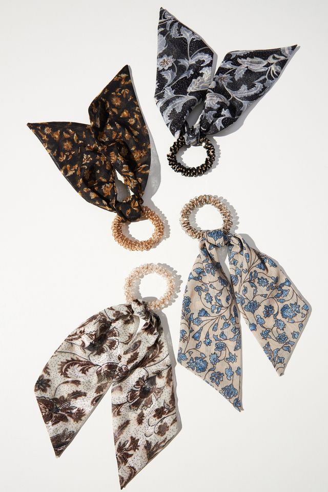 Beaded Floral Scarf Scrunchie Set | Anthropologie