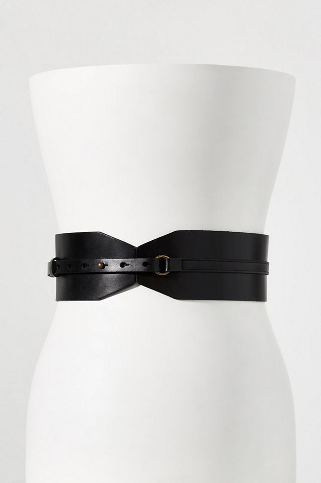 SVNX faux leather corset belt in black