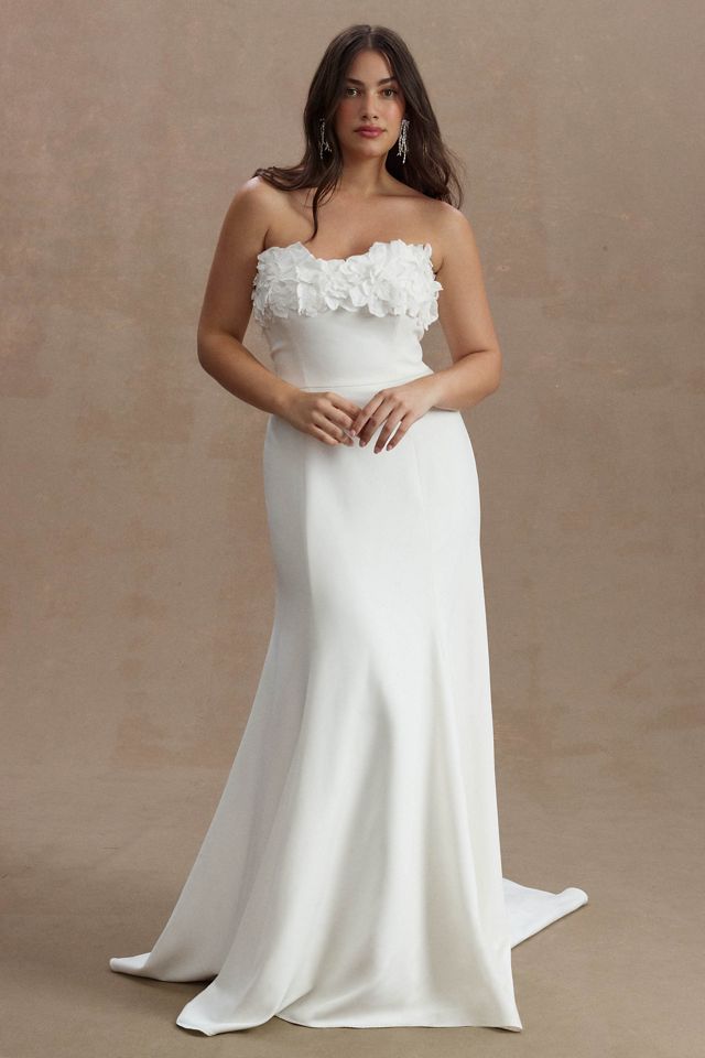 Jenny by Jenny Yoo Willow Strapless Floral-Detail Convertible Sheath Wedding Gown #7