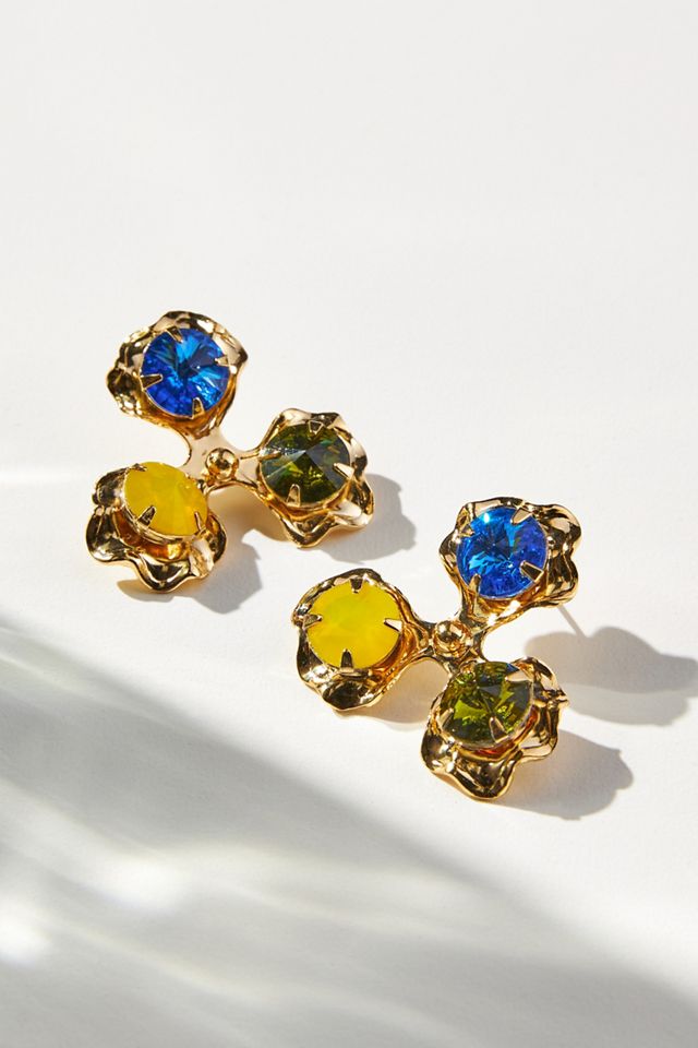 Pure By Nat Florence Post Earring W. Gemstones - Blue Green main image 1