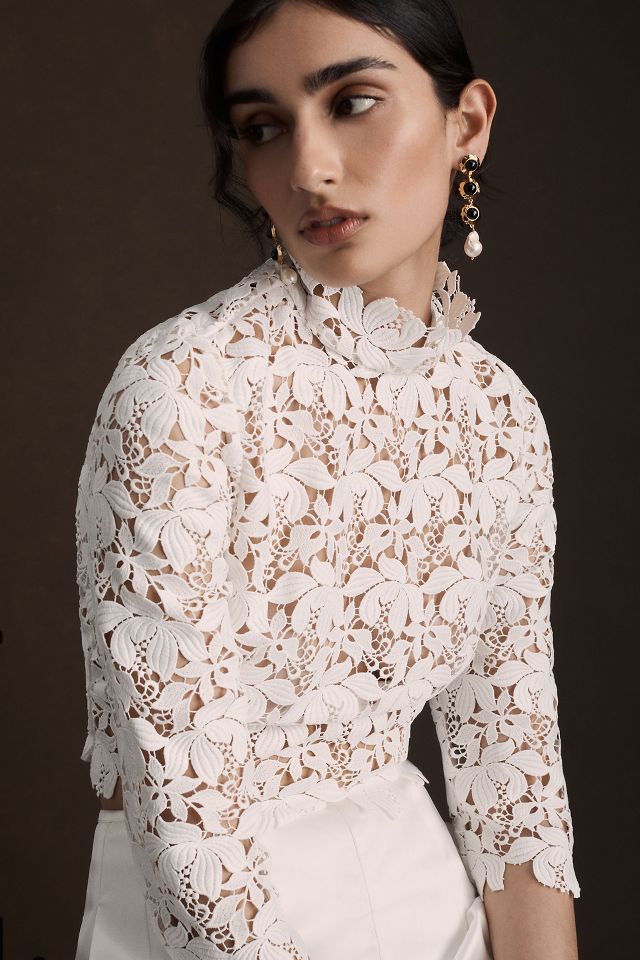 Jenny by Jenny Yoo Rebekka Lace Mock-Neck Bridal Top | Anthropologie