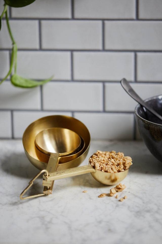 Gold Metal and Wood Nesting Measuring Cups by World Market