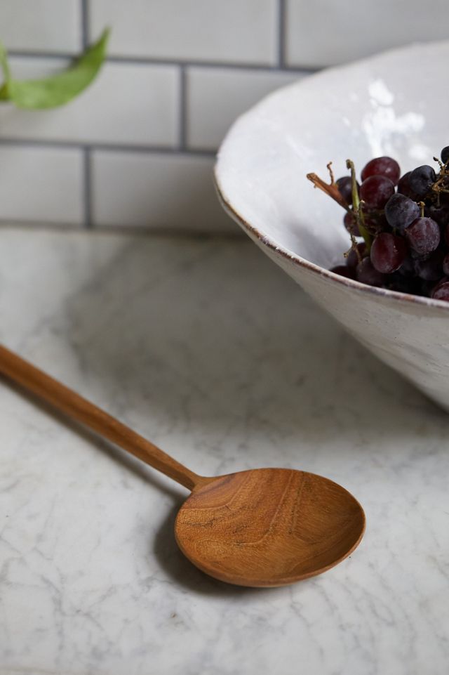 Round Teak Serving Spoon #1