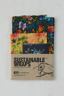 Reusable Beeswax Food Storage Wraps, Set of 3
