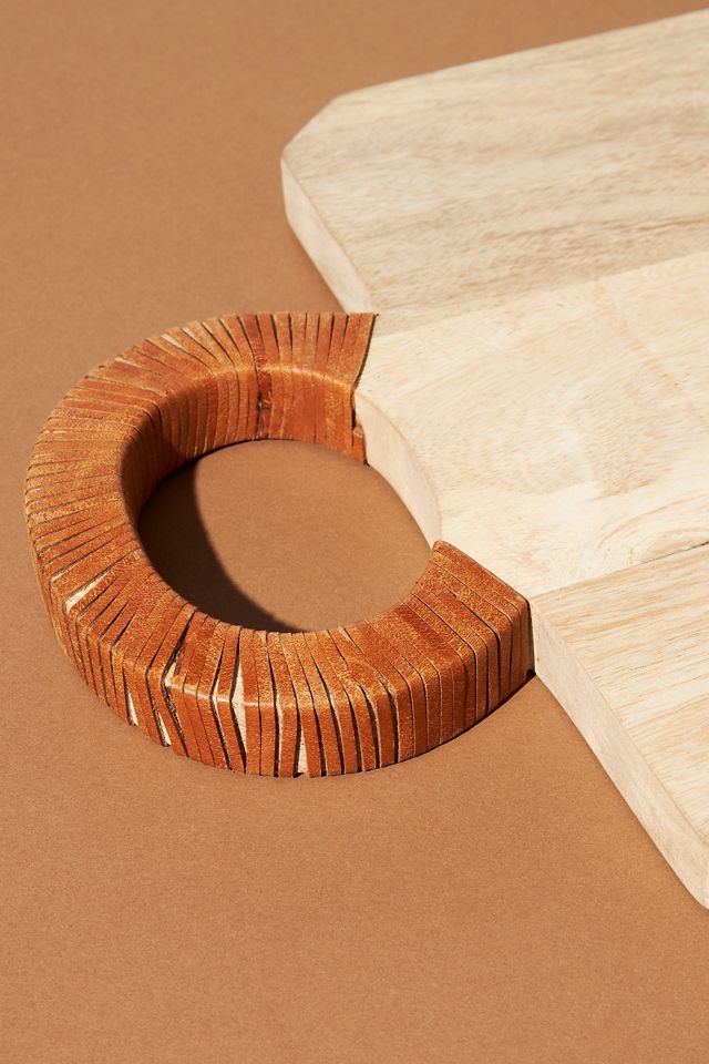 Leather Handle Wood Serving Board #1