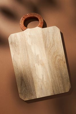 Leather Handle Wood Serving Board