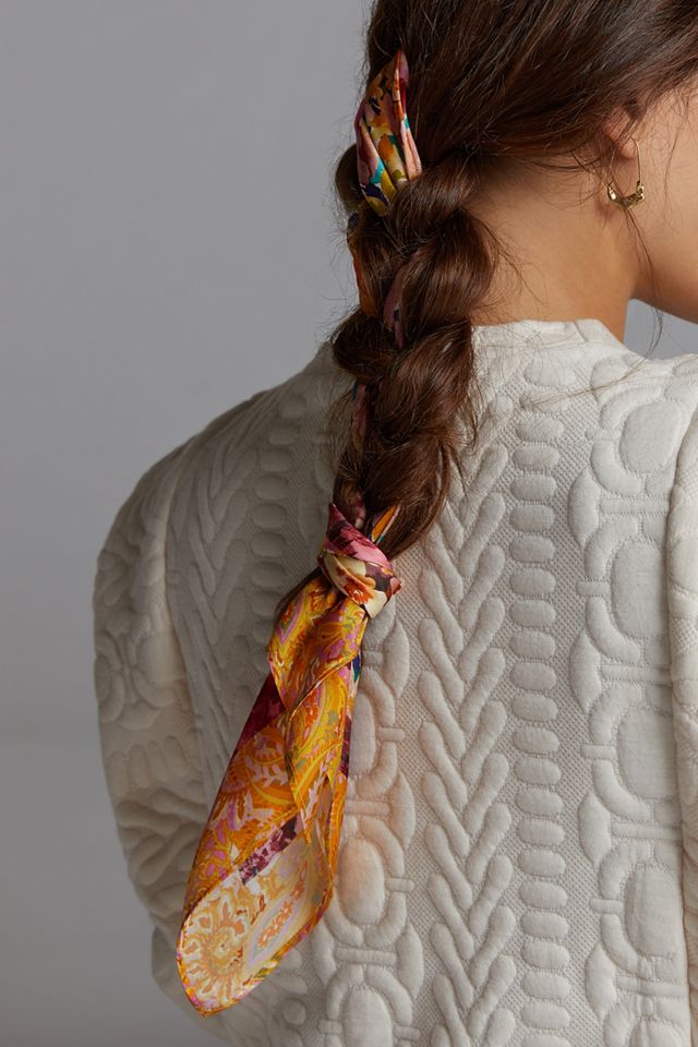 Kachel Floral Border Silk Scarf | Anthropologie display picture 2
