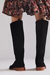 suede lace up knee high boots