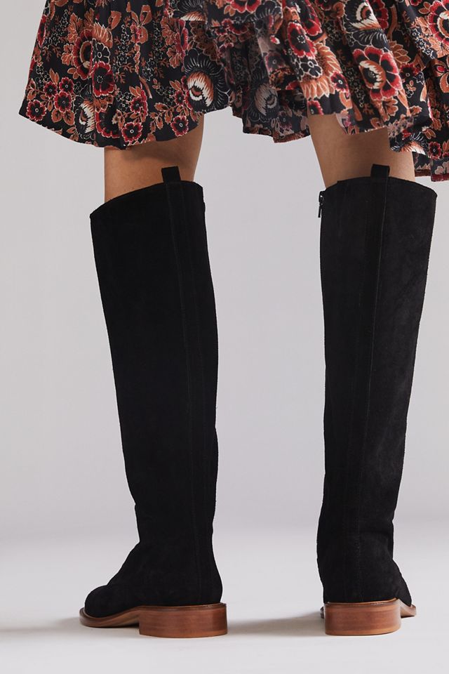 suede lace up knee high boots
