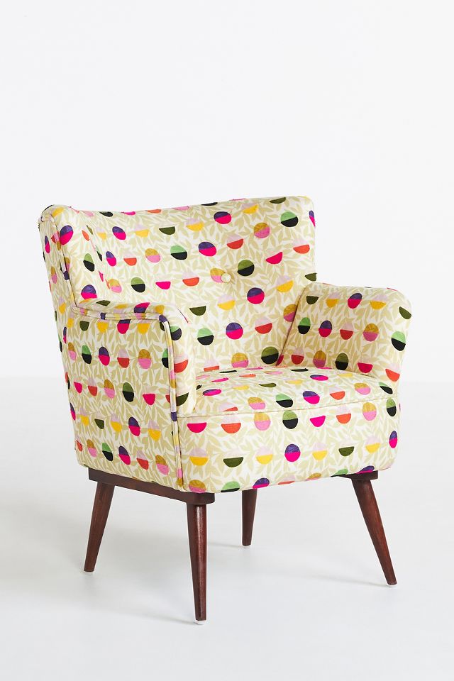 Pelle Embroidered Polka Dot Petite Accent Chair AnthroLiving