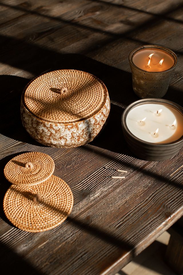 Amber Lewis for Anthropologie Rattan-Lidded Ceramic Candle #2