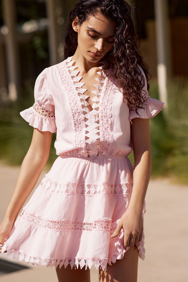 Peixoto Embroidered Lace Cover-Up Mini Dress