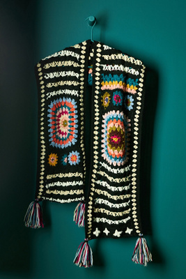 French Knot Granny Square Hand Woven Crochet Scarf | Anthropologie UK