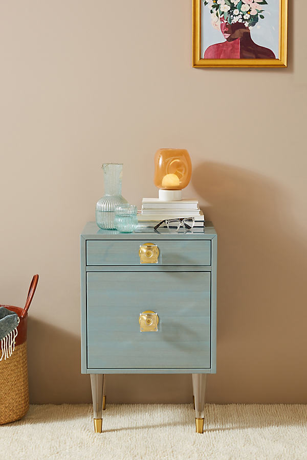 Tracey Boyd Lacquered Regency Nightstand In Blue