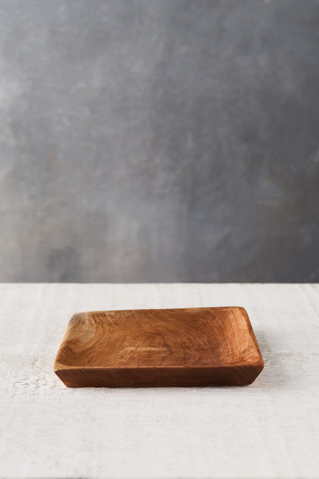 Square Teak Root Dinner Plate #1