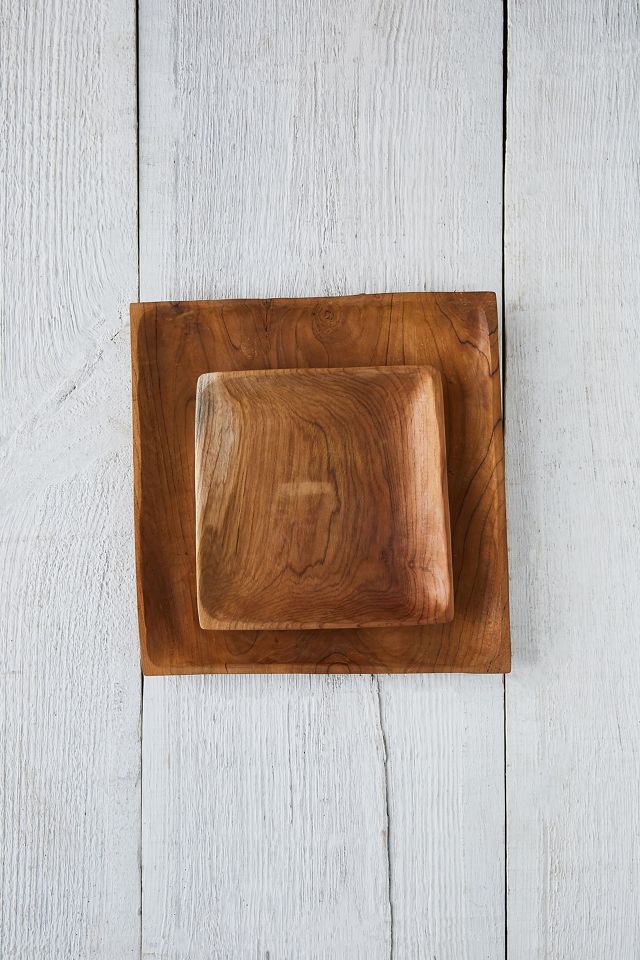 Square Teak Root Dinner Plate #2