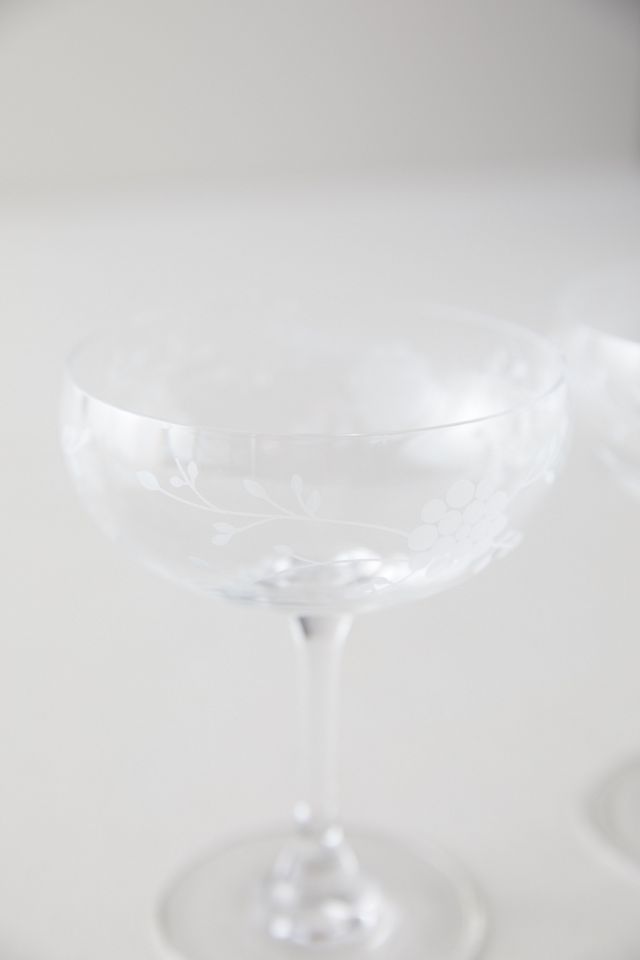 Etched Floral Coupes, Set of 2 #4