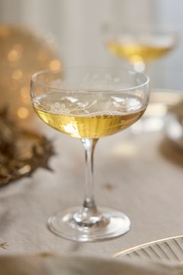 Etched Floral Coupes, Set of 2