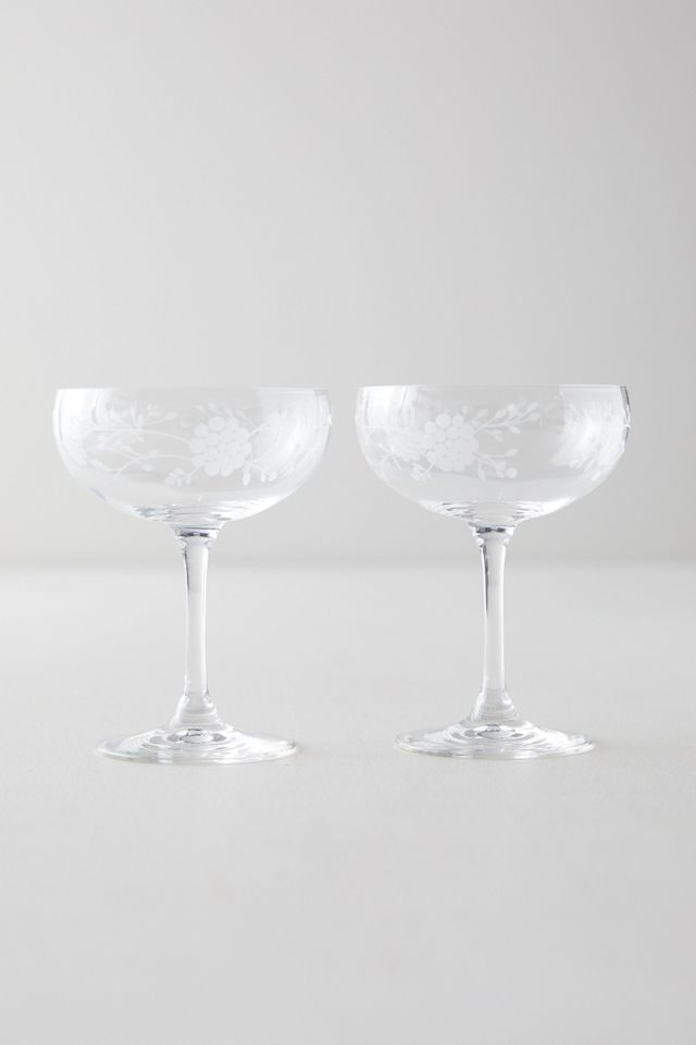 Etched Floral Coupes, Set of 2 #2