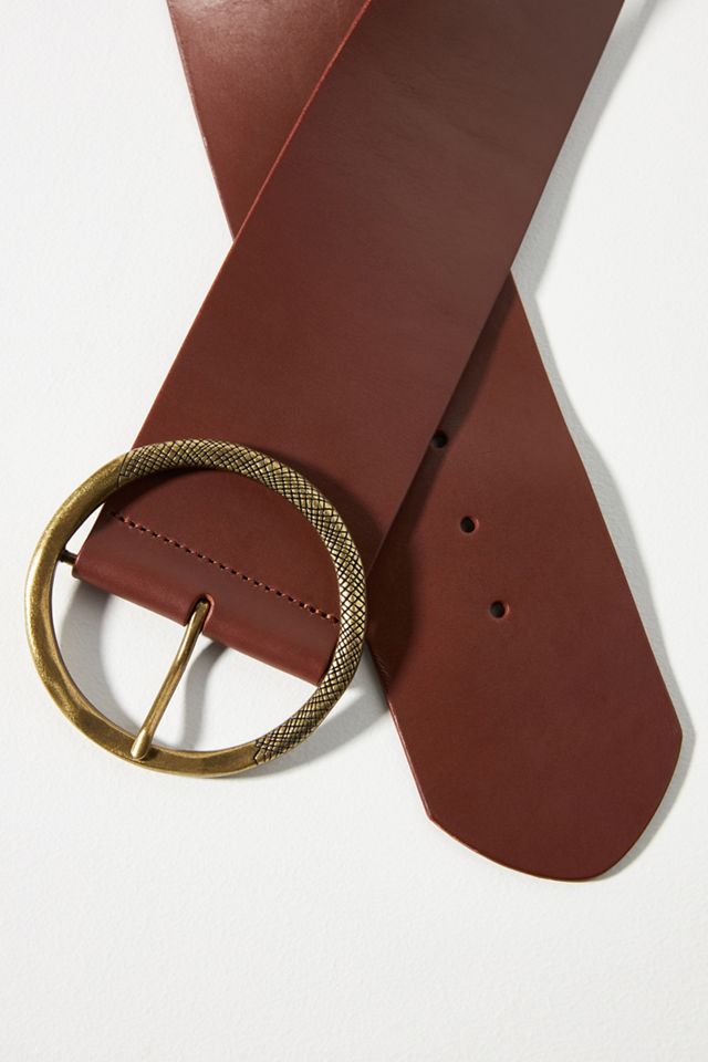 Round Buckle Leather Belt #2